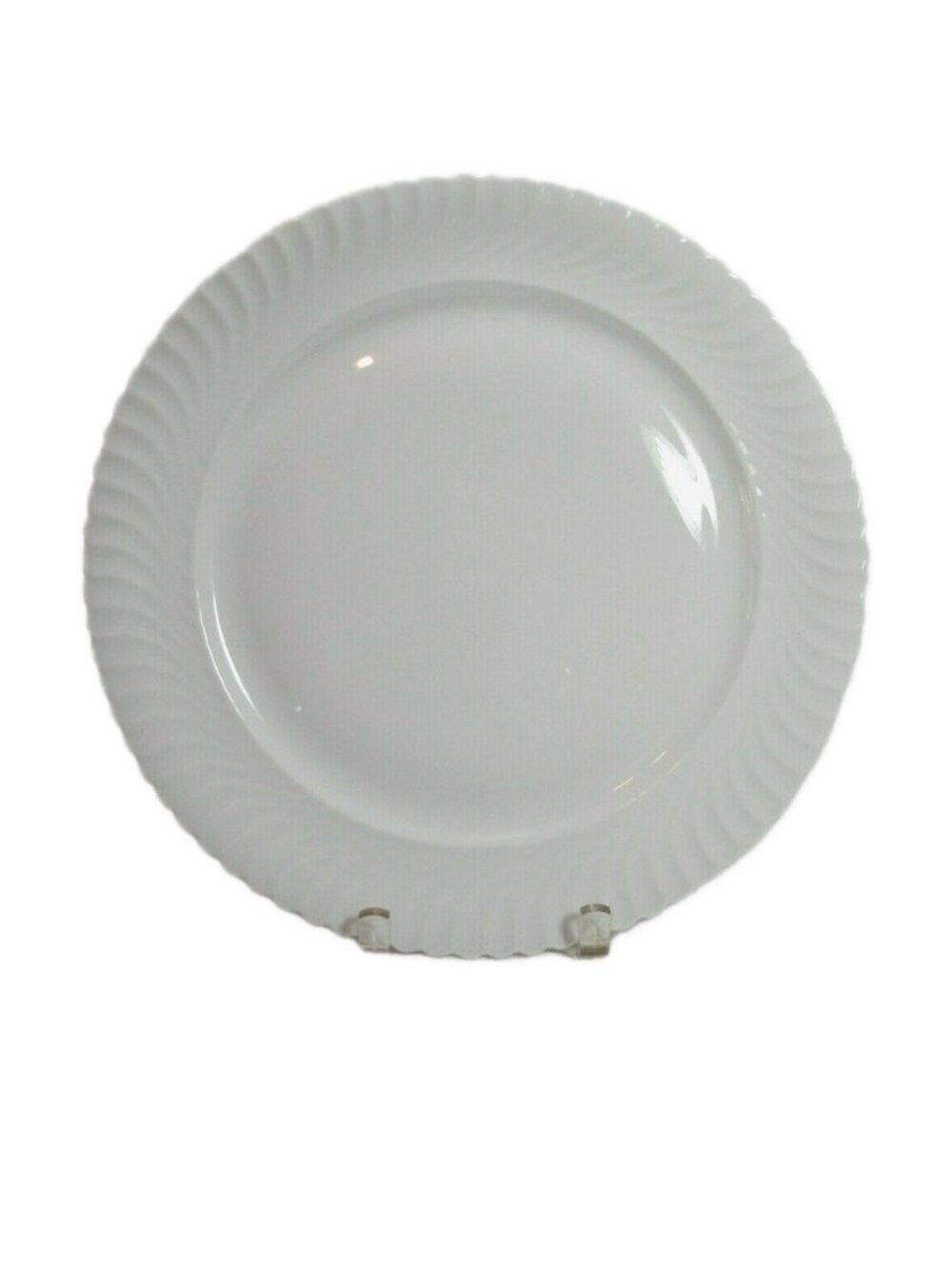 Kaiser Bone China 4 Dinner Plates Nicole Swirl White W.Germany Discontinued VTG